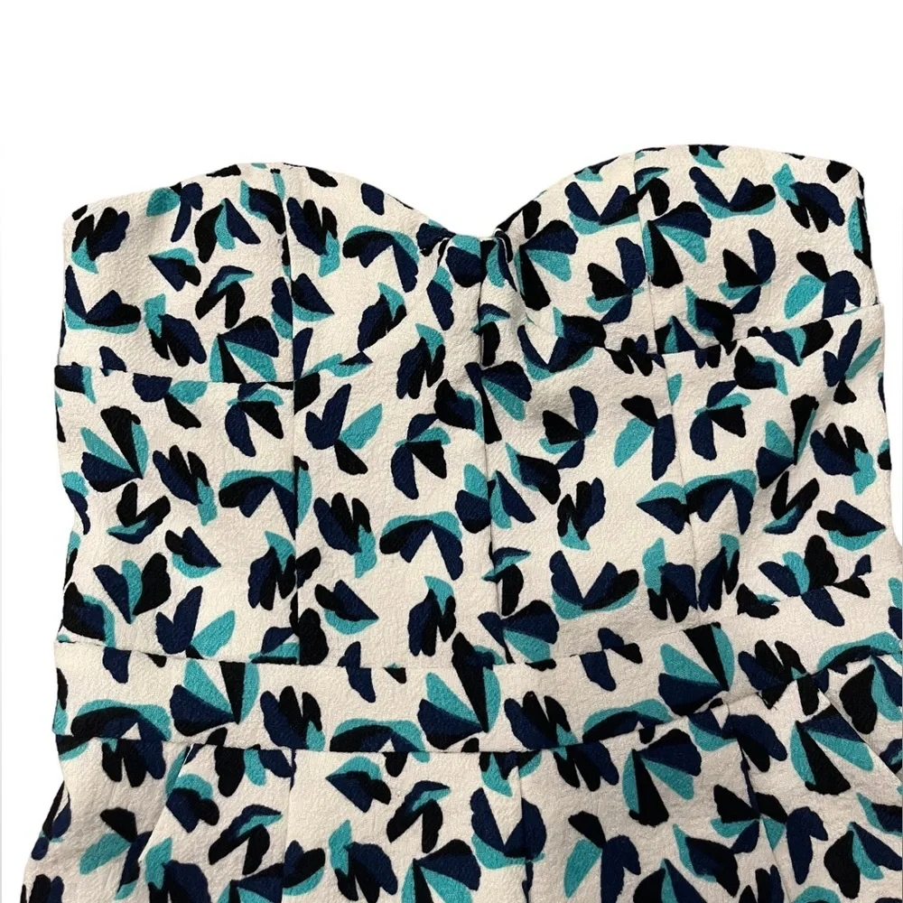 C. Luce - White, Teal & Navy Strapless Romper with Pockets - Size S - Picture 3 of 5